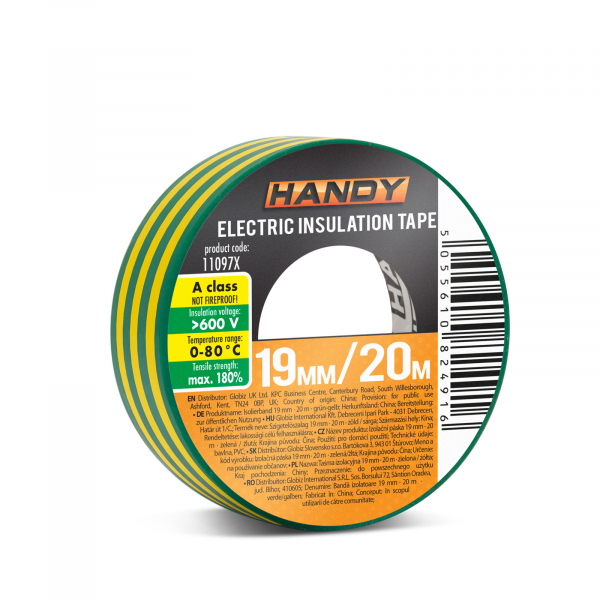 Banda izolatoare- 19 mm x 20 m - Galben/Verde | 10 bucati set [3]