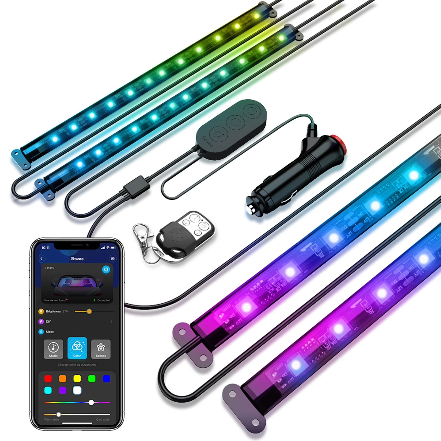 Banda LED Auto Govee H6119 RGBIC, Sincronizare Muzica, Control App [3]