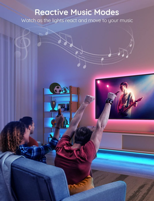 Banda LED Govee Basic H615A RGB, 5m, Sincronizare Muzica, Wifi si Bluetooth, Alexa , Google Asistant [2]