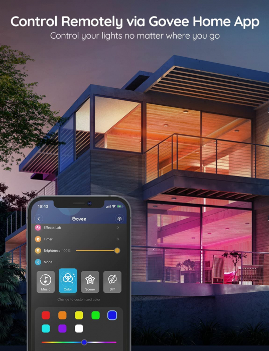Banda LED Govee Basic H615A RGB, 5m, Sincronizare Muzica, Wifi si Bluetooth, Alexa , Google Asistant [4]