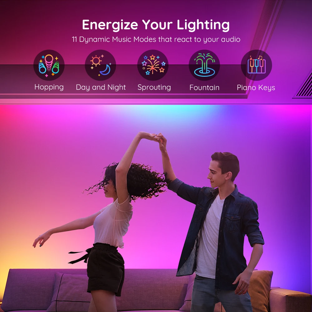 Banda LED Govee Basic H618A RGBIC, 5m, Sincronizare Muzica, Wifi si Bluetooth, Alexa , Google Asistant [4]