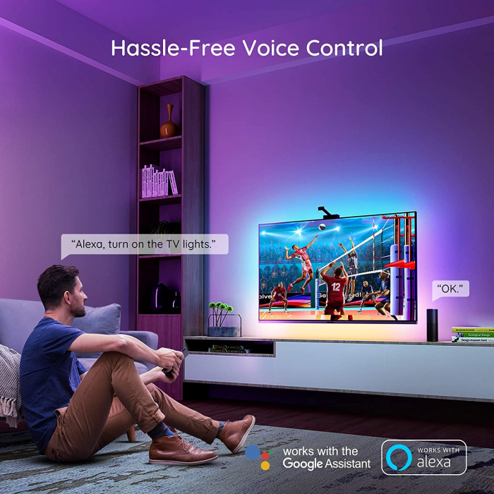 Banda LED Govee DreamView T1 TV Backlight Wi-Fi RGBIC, Camera ColorSense 1080p HD, 75-85 inch [5]