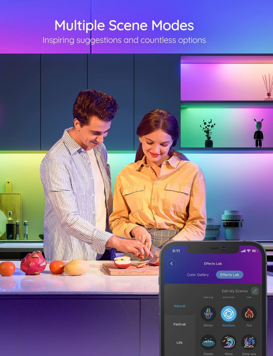 Banda LED Govee H6143 RGBIC, Sincronizare Muzica, Wifi si Bluetooth 5m, Alexa, Google Asistant [5]
