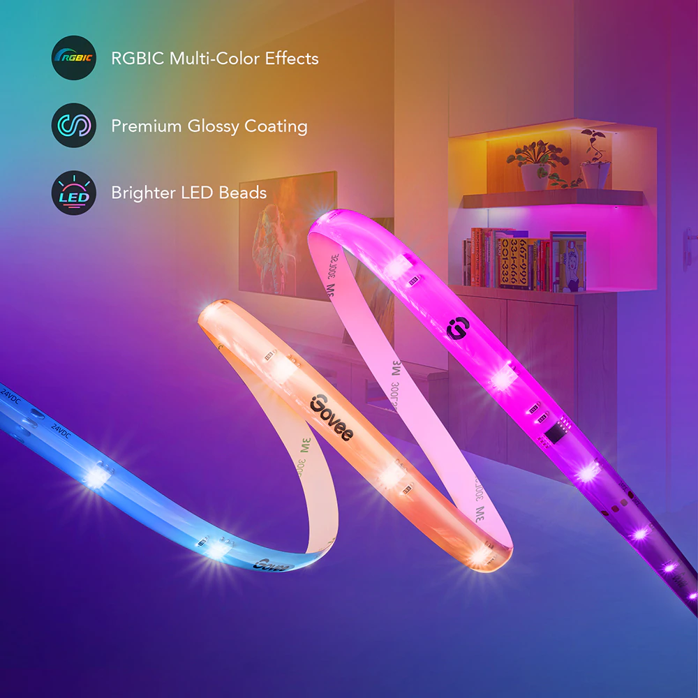 Banda LED Govee RGBIC Pro H619A, 5m, Sincronizare Muzica, Wifi si Bluetooth, Alexa , Google Asistant, strat protector [7]