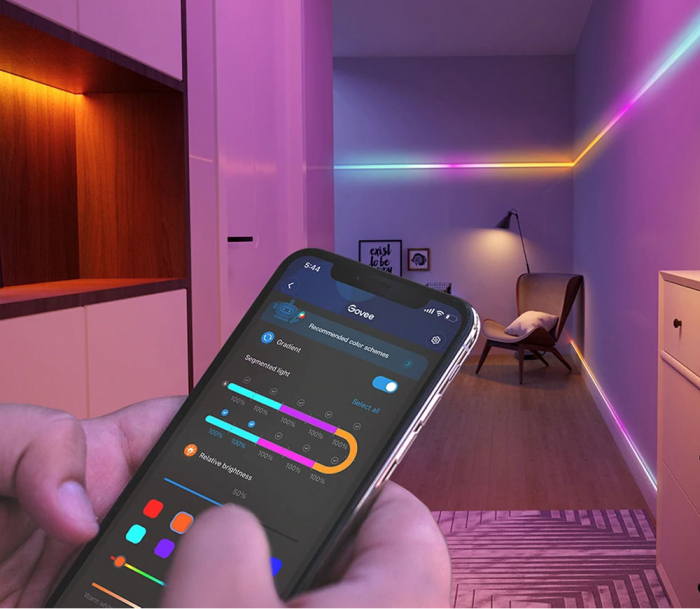 Banda LED Govee RGBIC Pro H619A, 5m, Sincronizare Muzica, Wifi si Bluetooth, Alexa , Google Asistant, strat protector [2]
