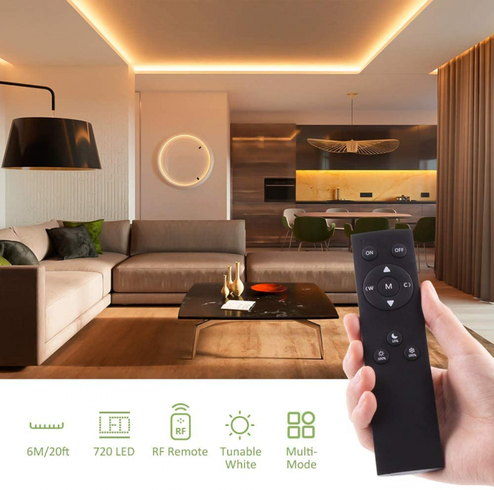 Banda LED Novostella 12m, 120 leduri m, Dimmer, Culoare lumina reglabila 3000k - 6000K, Telecomanda [3]