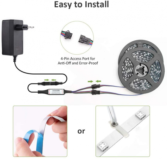 Banda LED RGB Novostela 12m, 360 Leduri, Telecomanda RF cu 44 butoane [6]