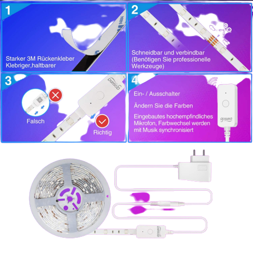 Banda LED Smart Gosund SL2-C WiFi, 5 metri, Sincronizare muzica, Alexa, Google Asistant [6]