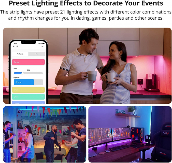 Banda LED Sonoff Wifi RGB L3-5M, 5m, Smart, IP20, Sincronizare Muzica, 90 LED m, Alimentare USB [6]