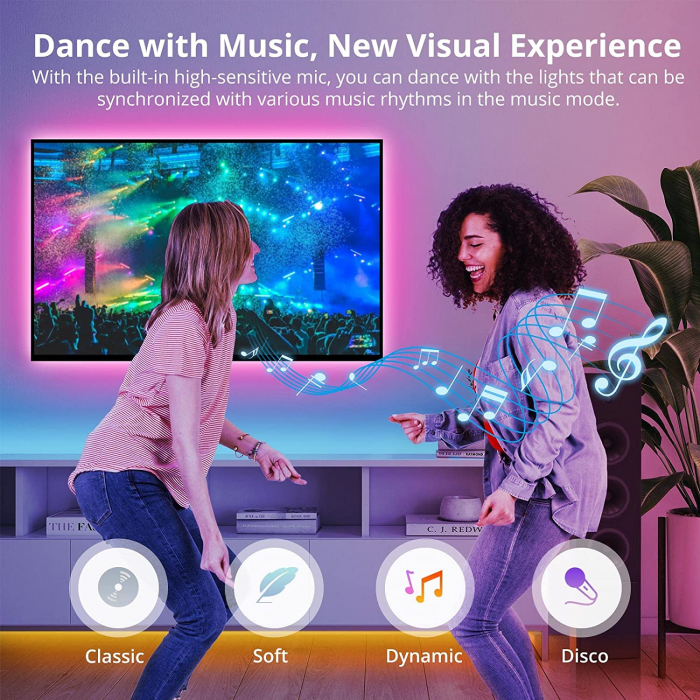 Banda LED Sonoff Wifi RGB L3-5M, 5m, Smart, IP20, Sincronizare Muzica, 90 LED m, Alimentare USB [7]