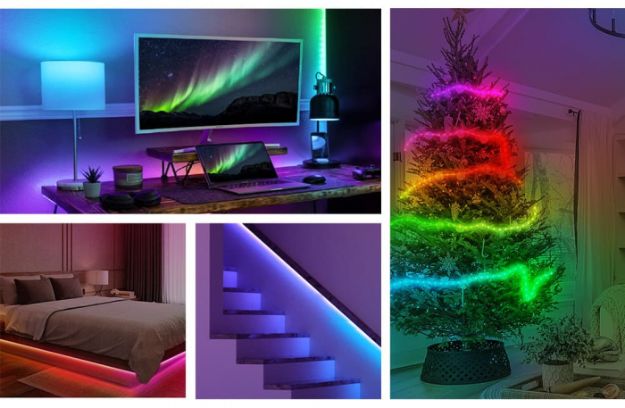 Banda LED Sonoff Wifi RGBIC L3-Pro, 5m, Smart, Bluetooth, Sincronizare Muzica, 30 LED m, Alimentare USB [7]