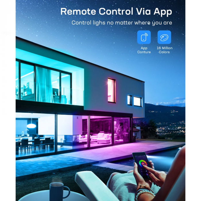 Banda LED Teckin SL07, 10M RGB, Sincronizare Muzica, Smart, Wifi, Smart Life, Telecomanda, Alexa, Google Assistant [5]