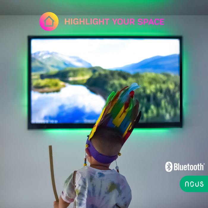 Banda LED TV RGB Nous F7, Smart, USB, 2m, LED 5050, Bluetooth [4]