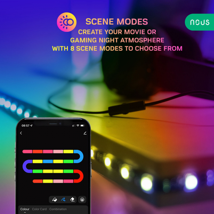 Banda LED TV RGB Nous F9, Smart, Wifi, USB, 2m, LED 5050 [7]