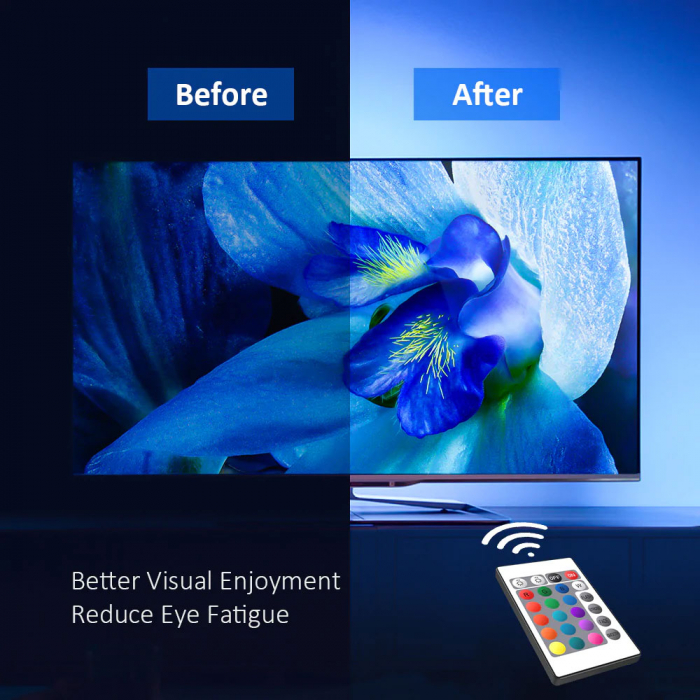 Banda LED TV RGB Ustellar, Smart, USB, Telecomanda, 2m, LED 5050, 60 Leduri [6]