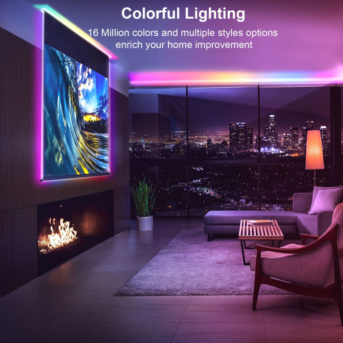 Banda LED Ustellar 6M RGB, Sincronizare Muzica, Bluetooth, Telecomanda [7]