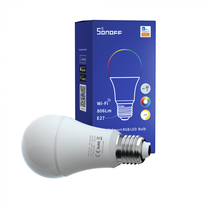 Bec Smart cu LED Sonoff B05-BL-A60, RGB, WiFi+Bluetooth, Putere 9W, 806 LM, Control aplicatie [2]