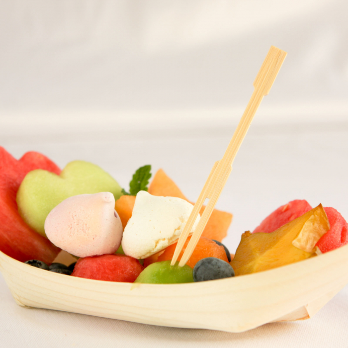 Set bețișoare din bambus tip furculita pentru aperitive si delicatese, lungime 9 cm - 40 buc/pachet [3]