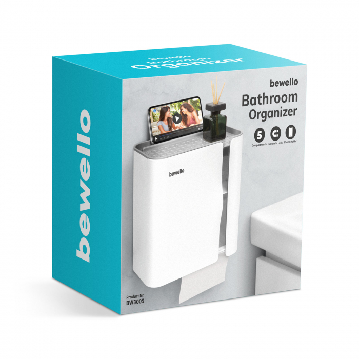 Bewello - Suport pentru hârtie igienică - alb - 248 x 130 x 230 mm [4]
