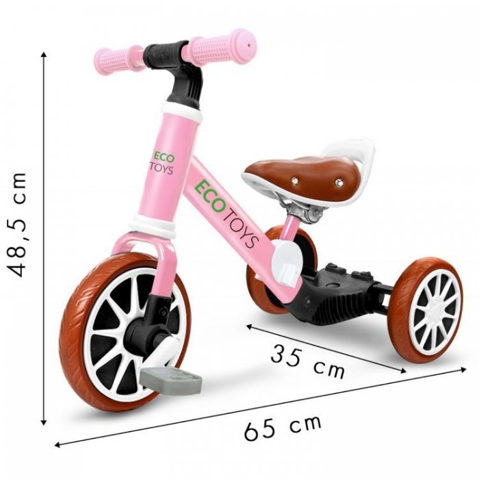 Bicicleta de echilibru 3 in 1 cu pedale pentru copii Ecotoys LC-V1322 - Roz [4]