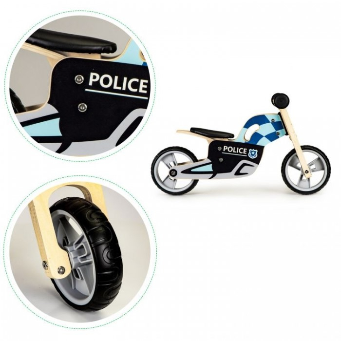 Bicicleta de echilibru din lemn cu roti EVA Ecotoys LC-V1330 - Politie [7]