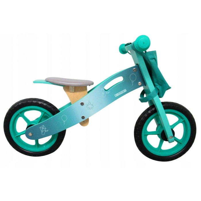 Bicicleta fara pedale din lemn cu roti din spuma EVA R10 R-Sport - Turcoaz [2]