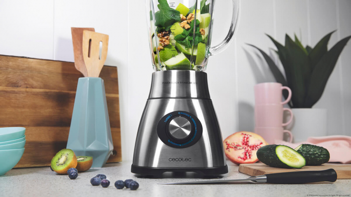 Blender Cecotec Power Black Titanium 1800, 1800 W, Zdrobire gheata, Bol sticla, Filtru pentru sucuri, 22000-rpm [5]