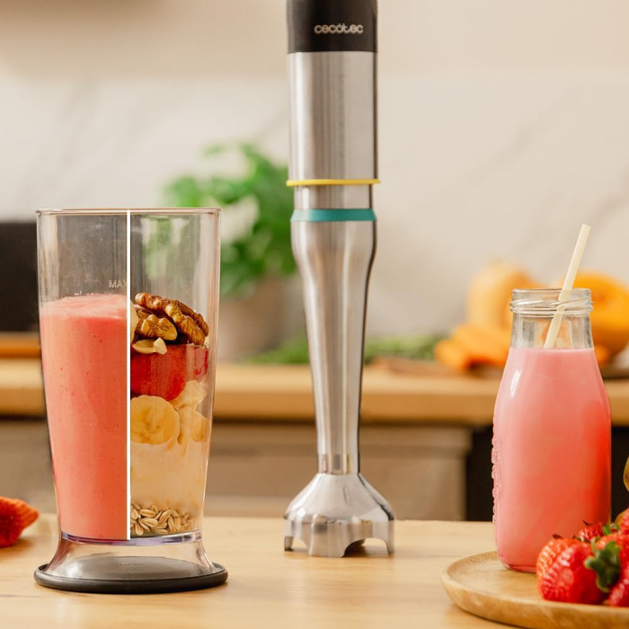 Blender de mana Cecotec Katana 12 Chop B, 1200 W,  21 de viteze plus turbo, Lame cu titan, Accesorii incluse [4]