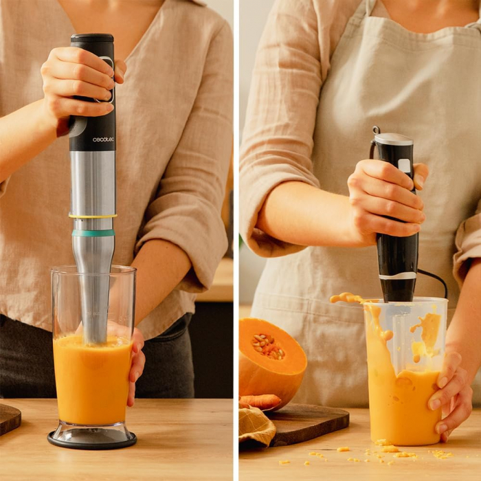 Blender de mana Cecotec Katana 12 Chop B, 1200 W,  21 de viteze plus turbo, Lame cu titan, Accesorii incluse [7]