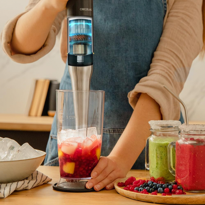 Blender de mana Cecotec Katana 15 Smash B, 1500 W,  21 de viteze plus turbo, Lame cu titan, Accesorii incluse [6]