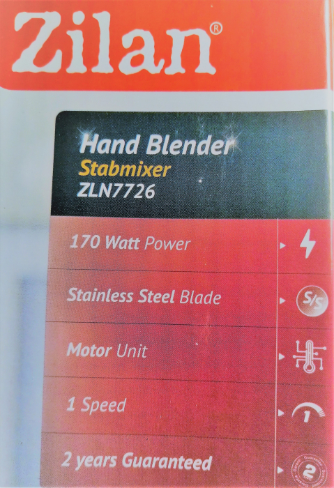 Blender mixer de mana pentru smoothie, 170W, 1 viteza, cutite din otel inoxidabil - Zilan ZLN7726 rosu [4]