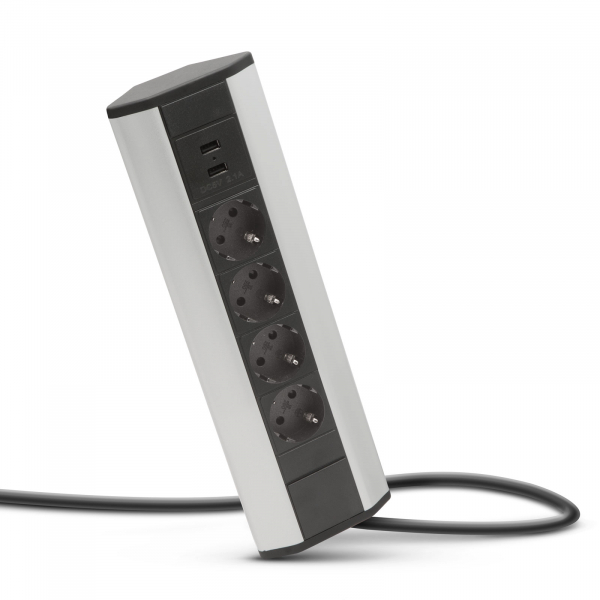 Bloc multipriză de colţ 4 x 250V, 16A / 2 x USB, 2,1A, cablu 1.5 M [2]