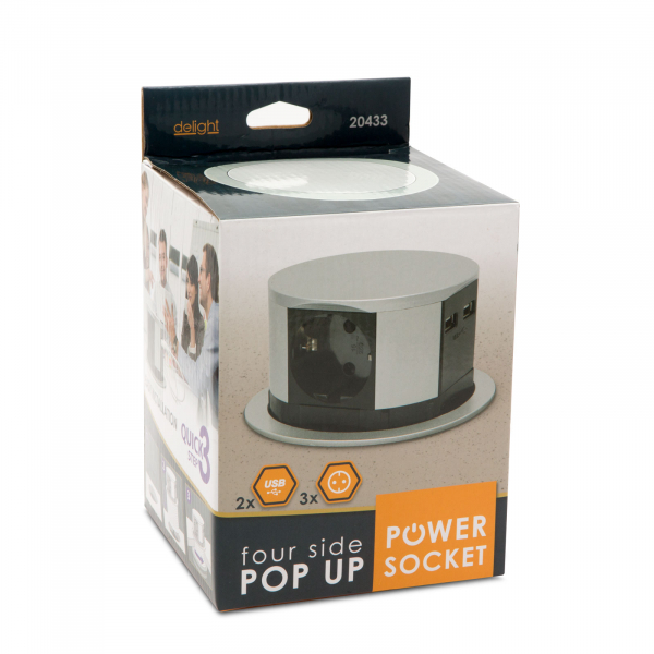 Bloc multipriza incorporabil in blat/ birou, 3 prize, 2 x USB, cablu 1.5M [5]