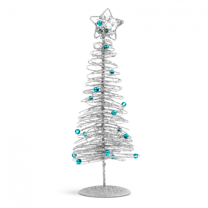 Brăduț metalic - ornament de Crăciun - 28 cm - argintiu [2]