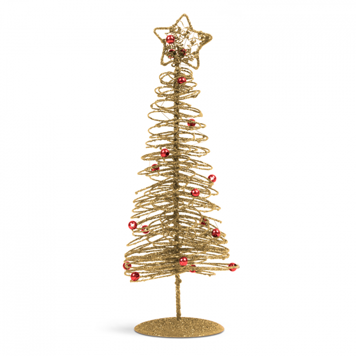 Brăduț metalic - ornament de Crăciun - 28 cm - auriu [2]