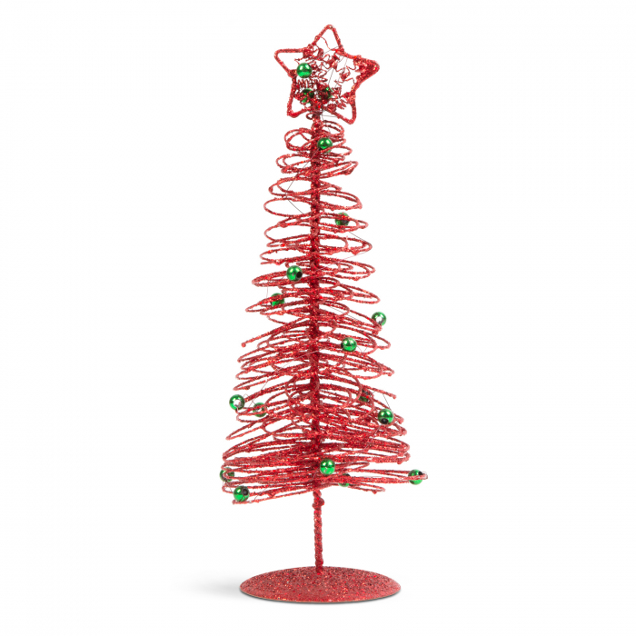 Brăduț metalic - ornament de Crăciun - 28 cm - roșu [2]