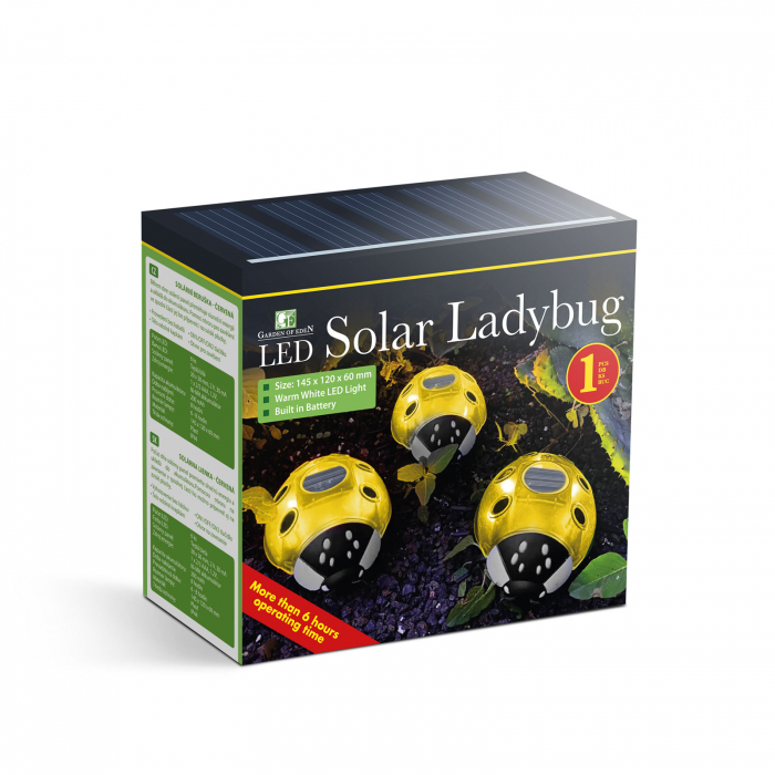 Buburuza solara de gradina cu LED galben - 14,5 x 12 x 6 cm - 6 LED-uri alb cald [3]