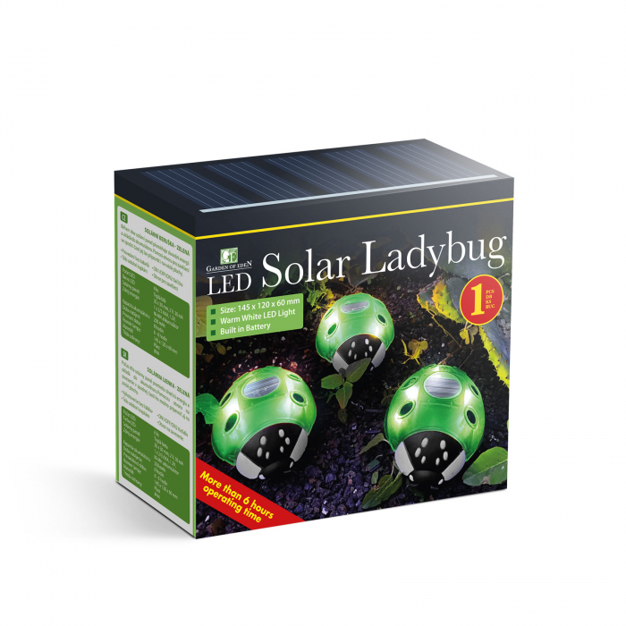 Lampa solara de gradina model buburuza solara - verde - 14,5 x 12 x 6 cm - 6 LED-uri alb cald [3]