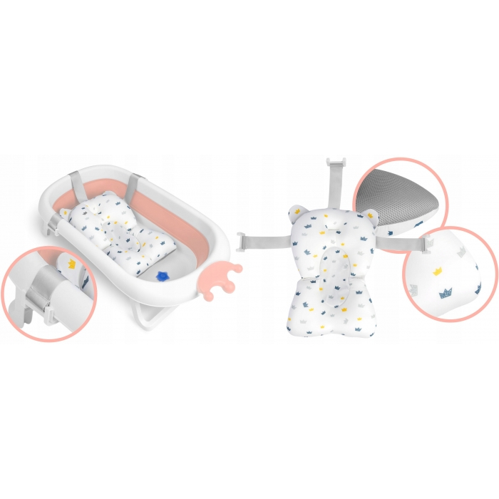Cadita de baie 0-6 ani, maleabila si pliabila, cu dop scurgere si pernita inclusa Ricokids RK-280 - Roz [6]