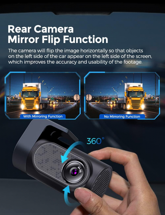 Camera auto DVR AZDOME M550Pro, Dubla, 4K, WiFi, GPS ,5GHz, WDR, G-Sensor, Mod parcare, Card 64Gb inclus [5]