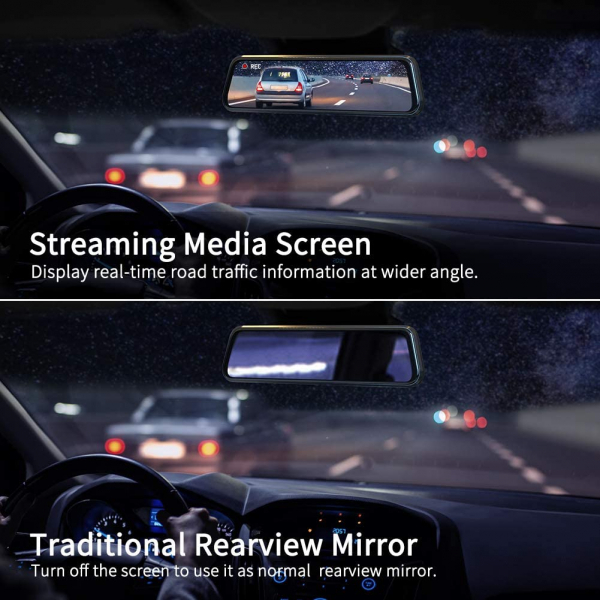 Camera auto DVR Dubla Oglinda VanTop H610, 2.5K, Bord si Spate, Touch-Screen, Unghi 160 grade, Senzor Sony IMX 335, G Senzor, Display 10 IPS [4]