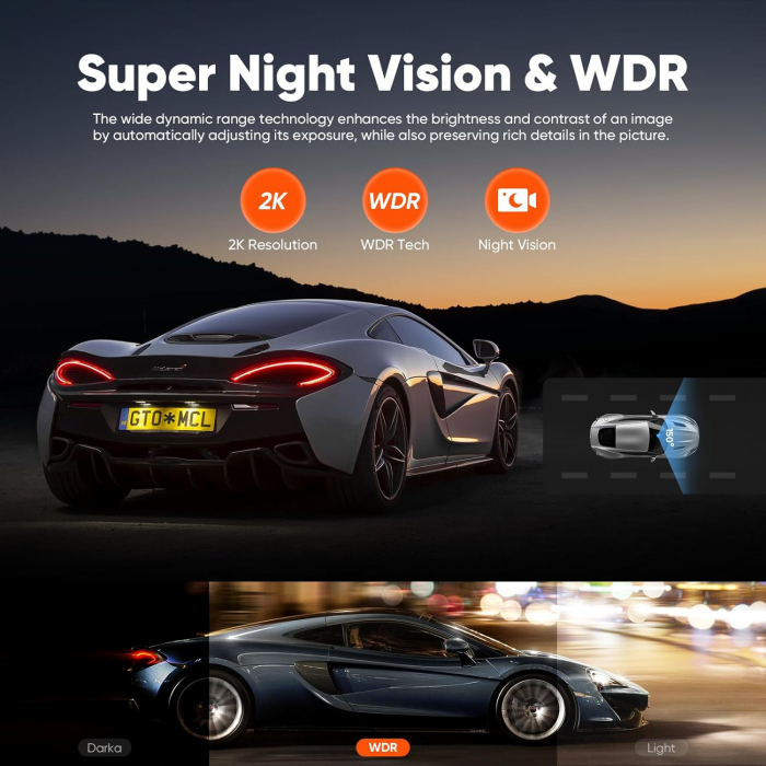 Camera auto DVR LINGDU D100 Smart, 2.5K, WiFi, GPS, Unghi 150  , WDR, Parking Mode, Loop, G-Sensor, Control vocal [3]