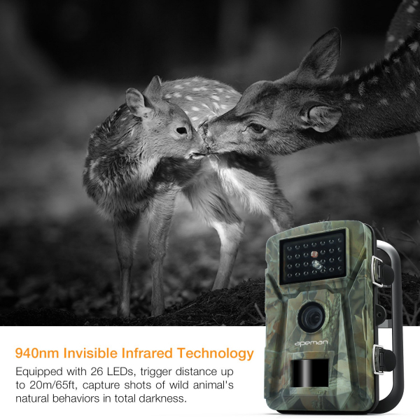 Camera de vanatoare Apeman H45 senzor de miscare , 16 MP, full HD, 2.4 LCD , 940nm, night vision , 26 senzori infrarosu [5]
