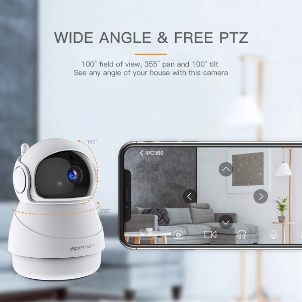Camera supraveghere Wireless Apeman ID73, Full HD, Infrarosu, Alarma, Conectare Telefon [2]