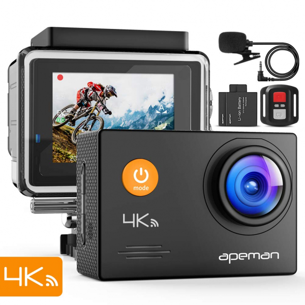Camera video sport Apeman A79, 4K, Wi-Fi, HDMI, Accesorii incluse, waterproof 40m, 2-inch, 2 Acumulatori, Telecomanda [7]