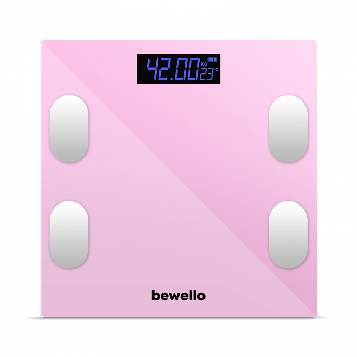 Cantar inteligent - 180 kg - baterie - sticla - roz, control aplicatie [2]
