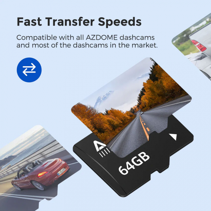 Card Micro SD AZDOME 64GB, U3, A2, V30, 90MB/S, suporta filamri Full HD si 4K [3]