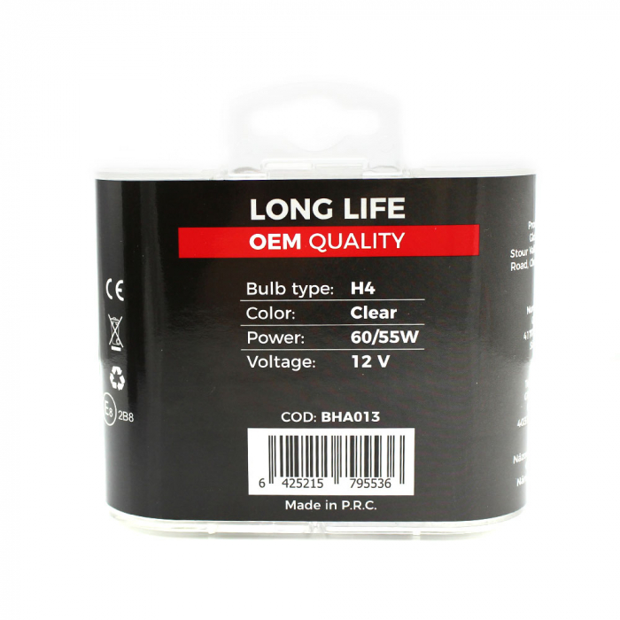 CARGUARD - Set de 2 becuri Halogen H4, 55W, +50% Intensitate - LONG LIFE [5]