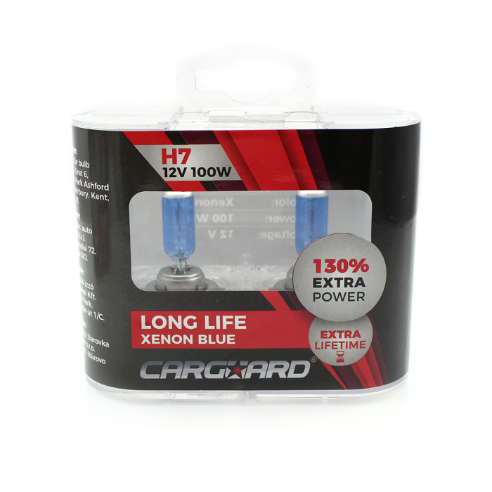 CARGUARD - Set de 2 becuri Halogen H7, 100W +130% Intensitate - LONG LIFE [3]