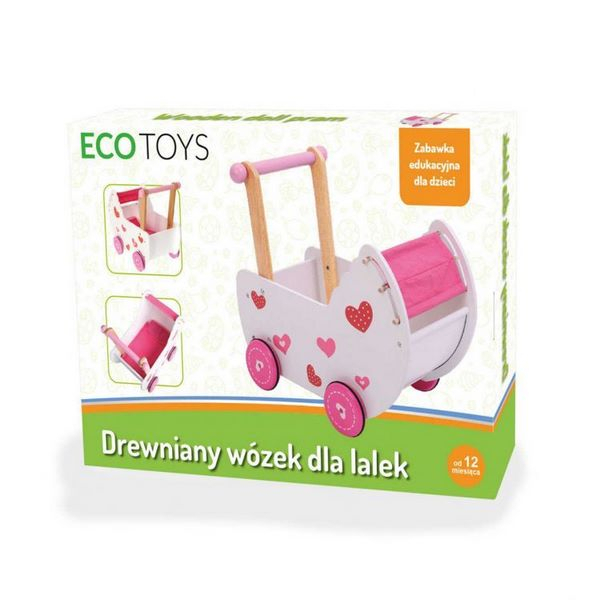 Carucior antemergator de papusi din lemn 2150 Ecotoys [7]